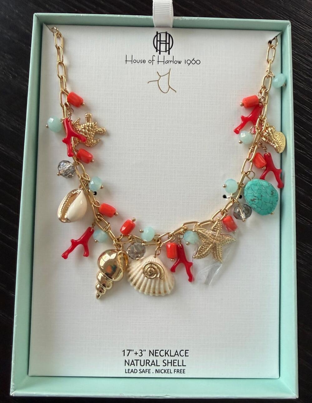 House of Harlow NEW Natural Shell 17" Necklace in Gift Box